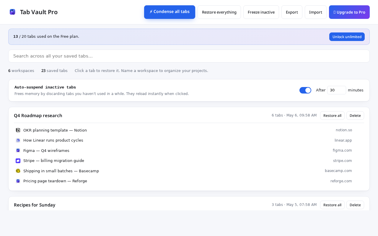 Tab Vault Pro preview